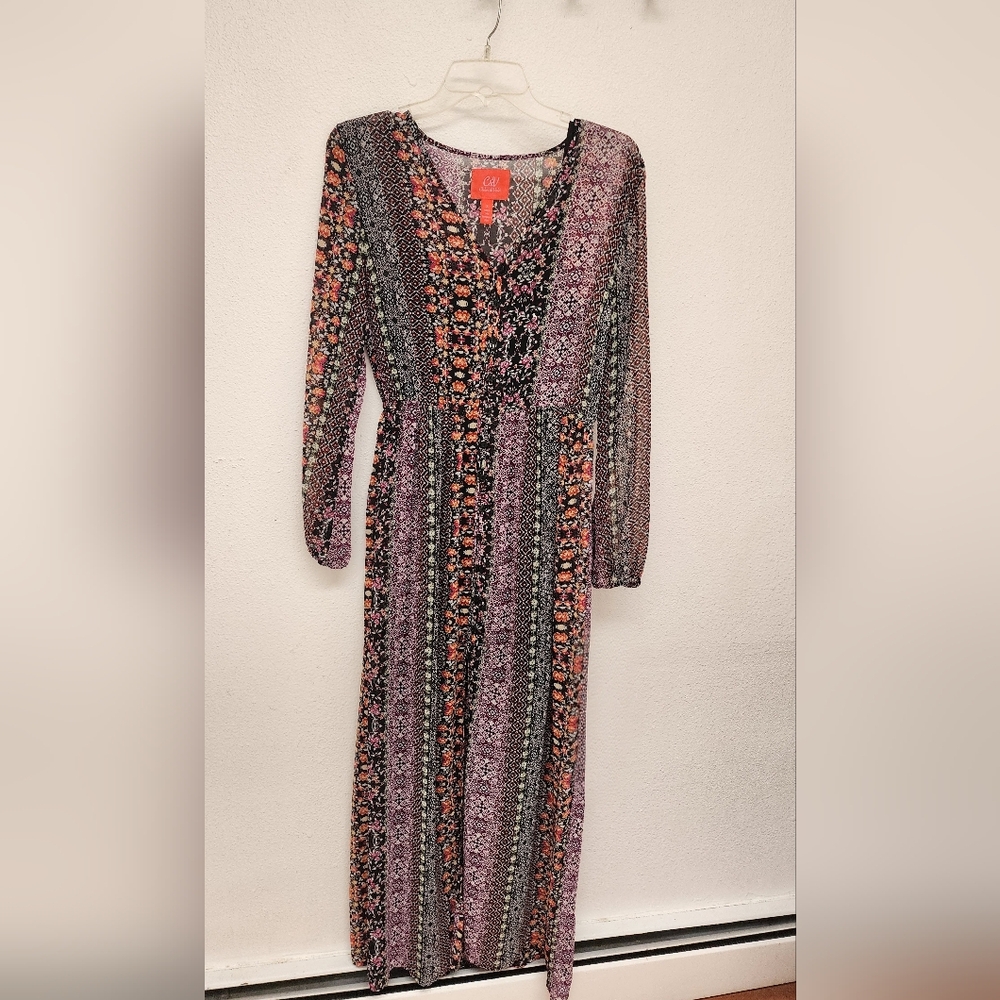 Chelsea & Violet Multicolor Floral Long Sleeve Maxi Dress